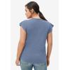 Ellos Plus Size Cap Sleeve Henley Tee(Pale Indigo)