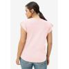Ellos Plus Size Cap Sleeve Henley Tee(Sandy Pink)
