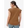 Ellos Plus Size Cap Sleeve Henley Tee(Walnut Brown)