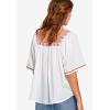 Ellos Plus Size Embroidered Gauze Blouse(White)