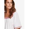 Ellos Plus Size Embroidered Gauze Blouse(White)