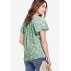 Ellos Plus Size Flutter Sleeve Blouse(Antique Jade Floral)