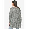 Ellos Plus Size Tiered Tunic With Notch V-Neck(Black Green Floral)