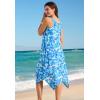 Swimsuits For All Swim 365 Women’s Plus Size Sharktail Beach Cover Up(Cool Neon Floral)