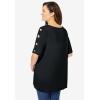 Woman Within Plus Size Cut-Out Sleeve Tunic(Black)