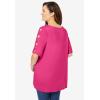 Woman Within Plus Size Cut-Out Sleeve Tunic(Raspberry Sorbet)