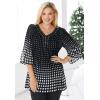 Woman Within Plus Size Embellished Pleated Blouse(Navy Painterly Bouquet)