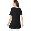 Woman Within Plus Size Embroidered Thermal Tunic(Black Blooming Embroidery)