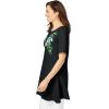Woman Within Plus Size Embroidered Thermal Tunic(Black Blooming Embroidery)