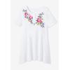 Woman Within Plus Size Embroidered Thermal Tunic(Pine Blooming Embroidery)