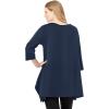Woman Within Plus Size French Terry Handkerchief Hem Tunic(Navy)
