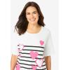 Woman Within Plus Size Graphic Print Scoop Neck Tunic(Stripe Hearts)