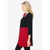 Woman Within Plus Size Knit Colorblock Tunic(Plum Purple Black)