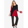 Woman Within Plus Size Knit Colorblock Tunic(Plum Purple Black)