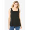 Woman Within Plus Size Knit Shirt with Free Tank(Black)