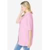 Woman Within Plus Size Knit Shirt with Free Tank(Pink)