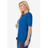 Woman Within Plus Size Perfect Elbow-Length Sleeve Cardigan Sweater(Bright Cobalt)
