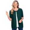 Woman Within Plus Size Perfect Elbow-Length Sleeve Cardigan Sweater(Emerald Green)