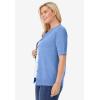 Woman Within Plus Size Perfect Elbow-Length Sleeve Cardigan Sweater(French Blue Classic)