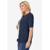 Woman Within Plus Size Perfect Elbow-Length Sleeve Cardigan Sweater(Navy)