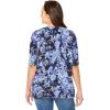 Woman Within Plus Size Perfect Elbow-Length Sleeve Cardigan Sweater(Navy Floral Tie Dye)