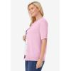 Woman Within Plus Size Perfect Elbow-Length Sleeve Cardigan Sweater(Pink)