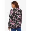 Woman Within Plus Size Perfect Long-Sleeve Cardigan Sweater(Black Floral)