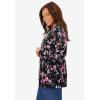 Woman Within Plus Size Perfect Long-Sleeve Cardigan Sweater(Black Floral)