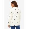Woman Within Plus Size Perfect Long-Sleeve Cardigan Sweater(Ivory Black Heart)