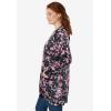 Woman Within Plus Size Perfect Longer-Length Cotton Cardigan Sweater(Black Floral)