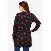 Woman Within Plus Size Perfect Longer-Length Cotton Cardigan Sweater(Black Poinsettia)