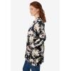 Woman Within Plus Size Perfect Longer-Length Cotton Cardigan Sweater(Black Pretty Rose)