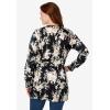 Woman Within Plus Size Perfect Longer-Length Cotton Cardigan Sweater(Black Pretty Rose)