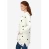 Woman Within Plus Size Perfect Longer-Length Cotton Cardigan Sweater(Ivory Black Heart)