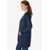 Woman Within Plus Size Perfect Longer-Length Cotton Cardigan Sweater(Navy)