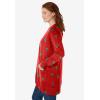 Woman Within Plus Size Perfect Longer-Length Cotton Cardigan Sweater(Vivid Red Trees)