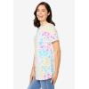 Woman Within Plus Size Perfect Printed Short-Sleeve Crewneck Tee(White Multi Floral)