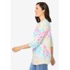 Woman Within Plus Size Perfect Printed Three-Quarter Sleeve V-Neck Tee(White Multi Floral)