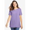 Woman Within Plus Size Perfect Short-Sleeve Keyhole Tee(Raspberry Sorbet)
