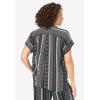 Woman Within Plus Size Relaxed Campshirt(Black Batik Stripe)