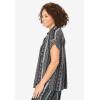 Woman Within Plus Size Relaxed Campshirt(Black Batik Stripe)