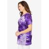 Woman Within Plus Size Short Sleeve Watercolor Tunic(Purple Orchid Watercolor)