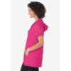 Woman Within Plus Size Short-Sleeve Hoodie(Raspberry Sorbet)