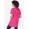 Woman Within Plus Size Short-Sleeve Hoodie(Raspberry Sorbet)