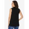 Woman Within Plus Size Sleeveless Polo Tunic(Black)