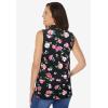 Woman Within Plus Size Sleeveless Polo Tunic(Black Multi Floral)