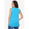 Woman Within Plus Size Sleeveless Polo Tunic(Paradise Blue)