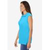 Woman Within Plus Size Sleeveless Polo Tunic(Paradise Blue)
