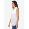 Woman Within Plus Size Sleeveless Polo Tunic(White)