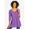 Woman Within Plus Size Smocked Henley Trapeze Tunic(Paradise Blue)